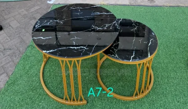 Black Marble Top Coffee Table - Two in One